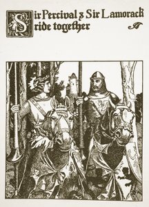 Sir Percival et Sir Lamorack chevauchent ensemble, illustration de 